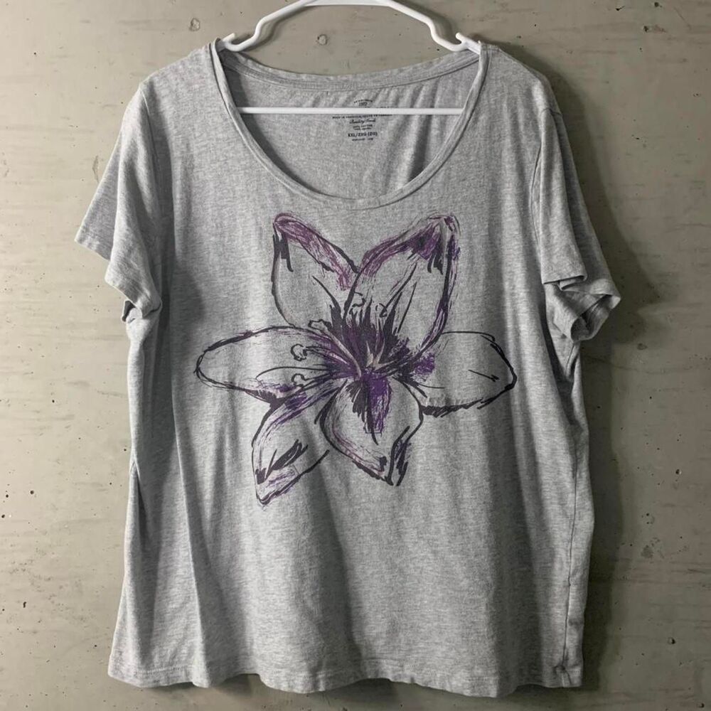 Faded-glory Women's Grey T-shirt - Size XXL